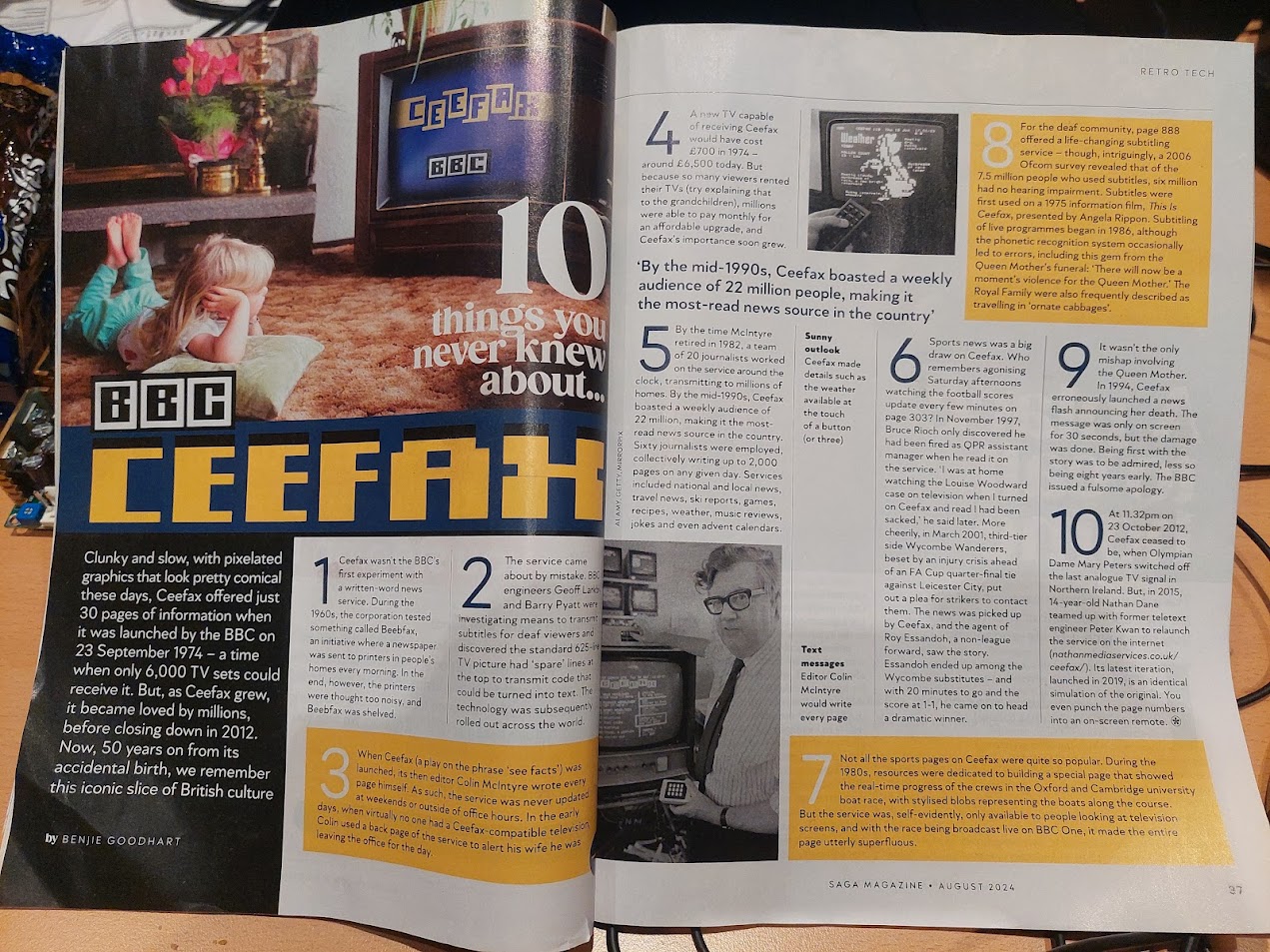 Saga magazine article on Ceefax