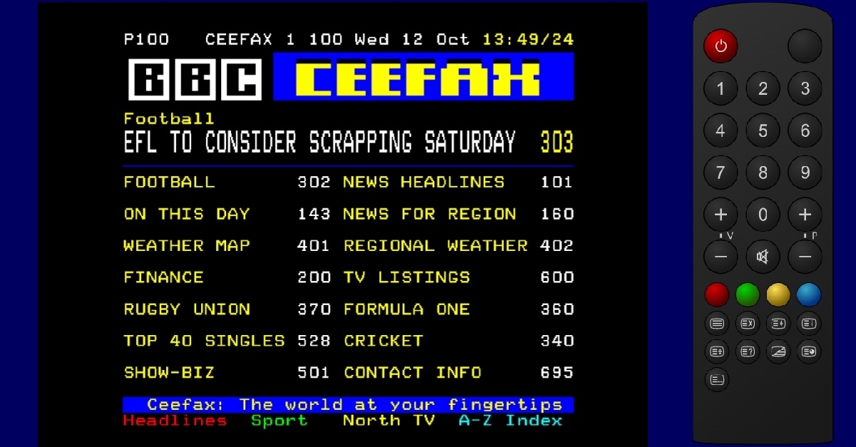 Remember teletext? This is exactly the same.
 			Each page is assigned a three digit number - you'll see navigation lines that give a page descriptio