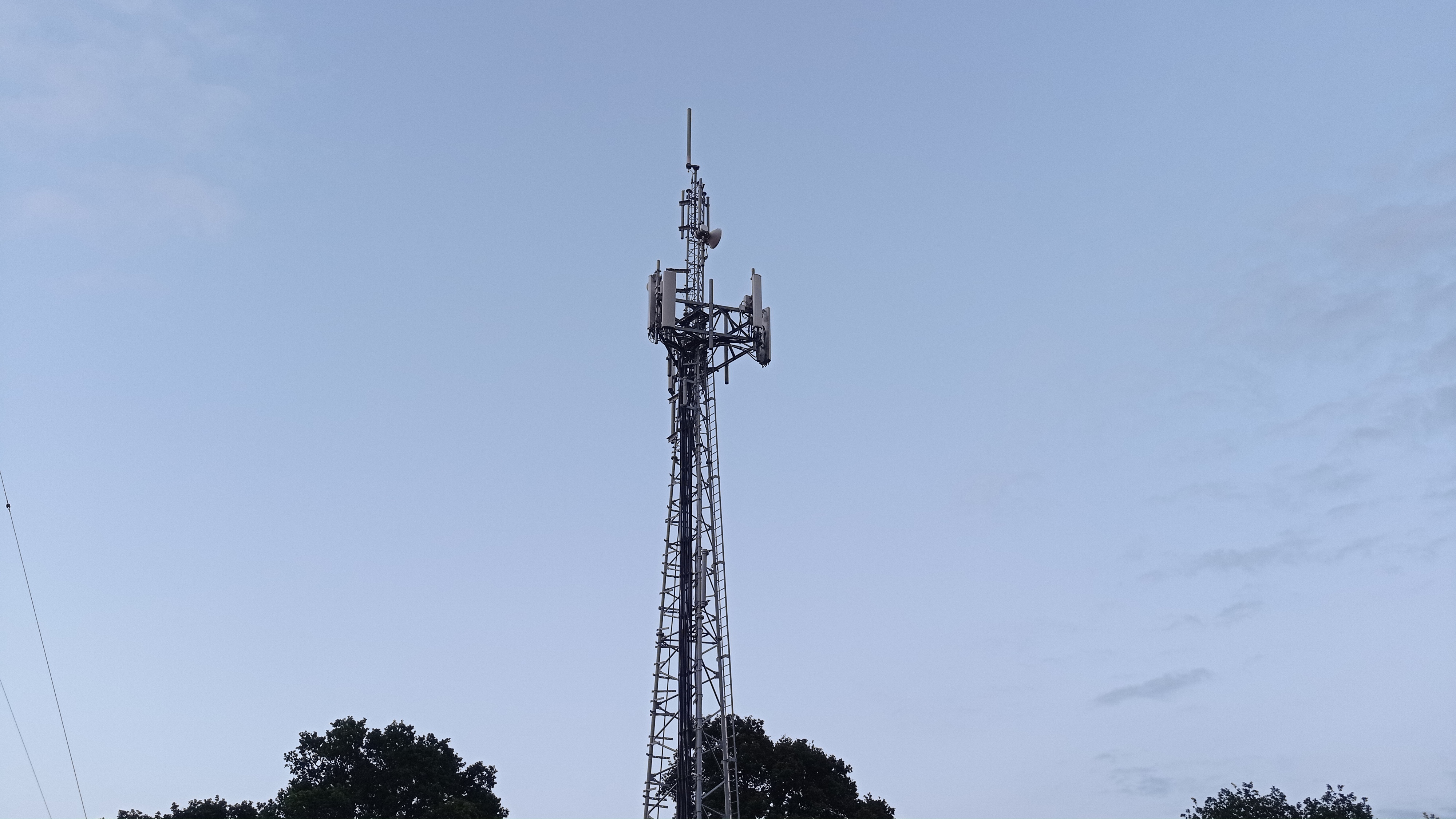 Closer view of the freestanding cellular mast and it's colinear DAB antenna.
