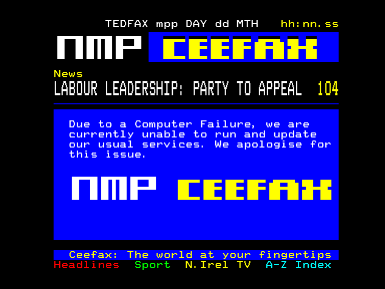 Ceefax Failure!